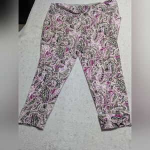 Belle by Kim Gravel Paisley Athletic Leggings Womens 1XP Pull On Yoga Capri